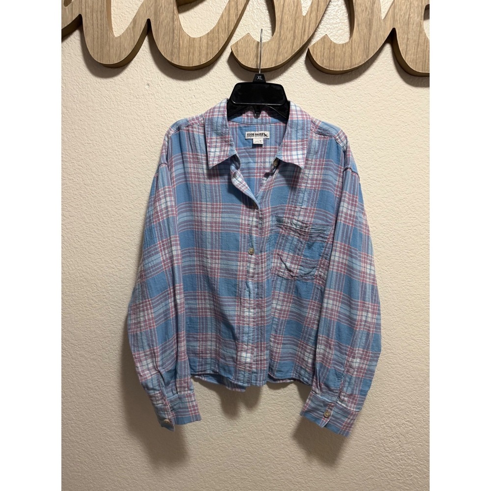 Eddie Bauer Collar Blue Top Size M